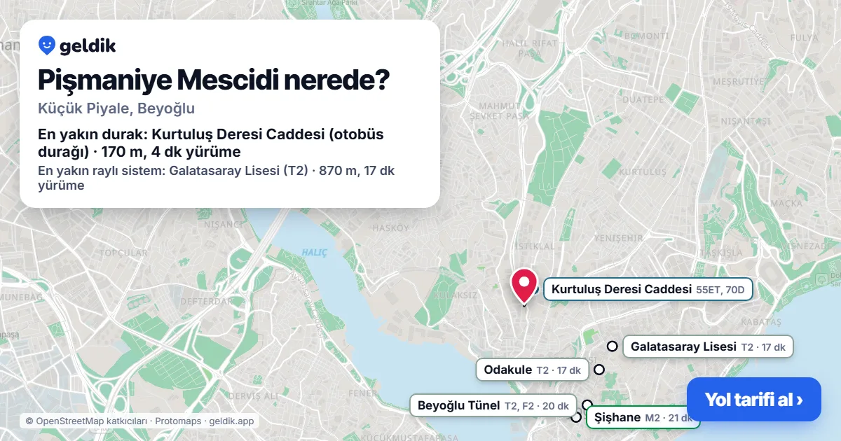 Where is Pişmaniye Mescidi: map with its location and the nearest stops, with walking times