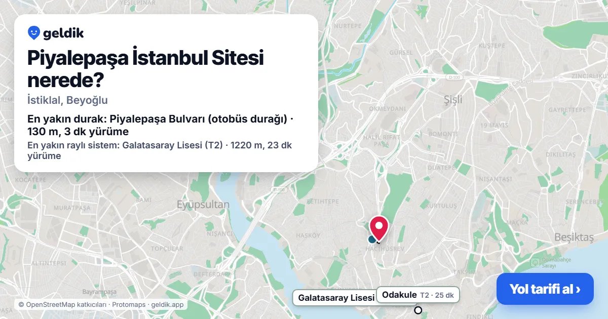Where is Piyalepaşa İstanbul Sitesi: map with its location and the nearest stops, with walking times