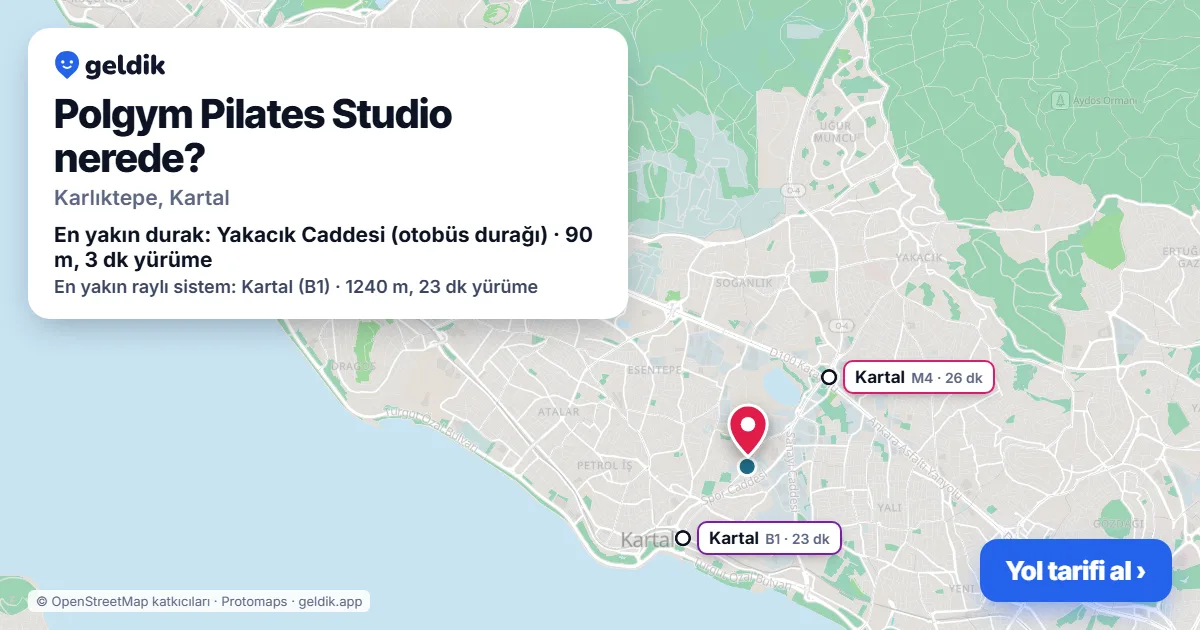 Polgym Pilates Studio nerede: haritada konumu ve en yakın duraklar, yürüme süreleriyle