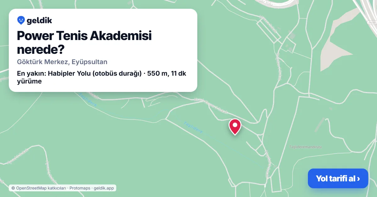 Where is Power Tenis Akademisi: map with its location and the nearest stops, with walking times