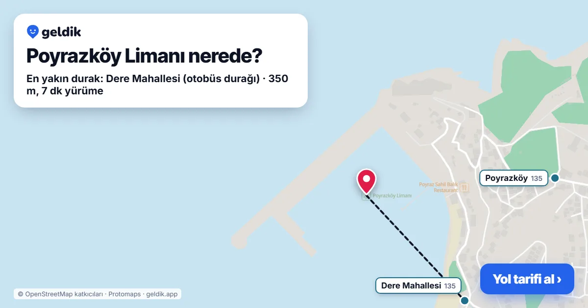 Where is Poyrazköy Limanı: map with its location and the nearest stops, with walking times