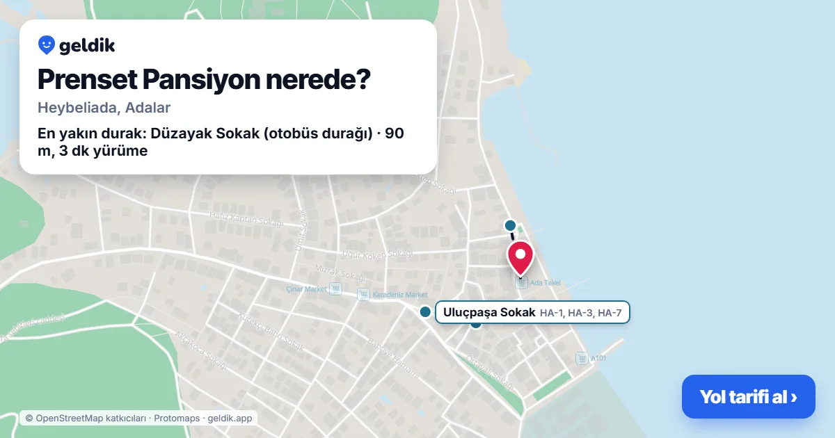 Where is Prenset Pansiyon: map with its location and the nearest stops, with walking times
