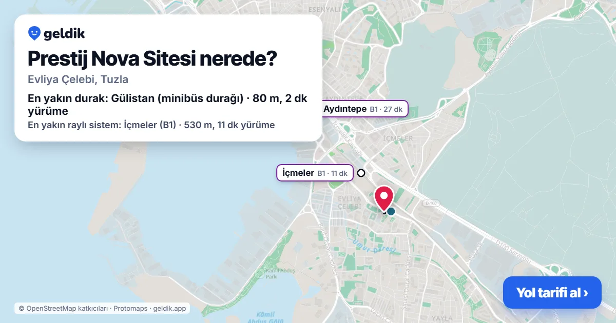 Prestij Nova Sitesi nerede: haritada konumu ve en yakın duraklar, yürüme süreleriyle