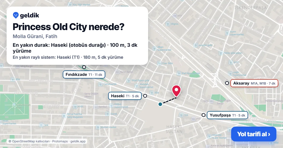 Where is Princess Old City: map with its location and the nearest stops, with walking times