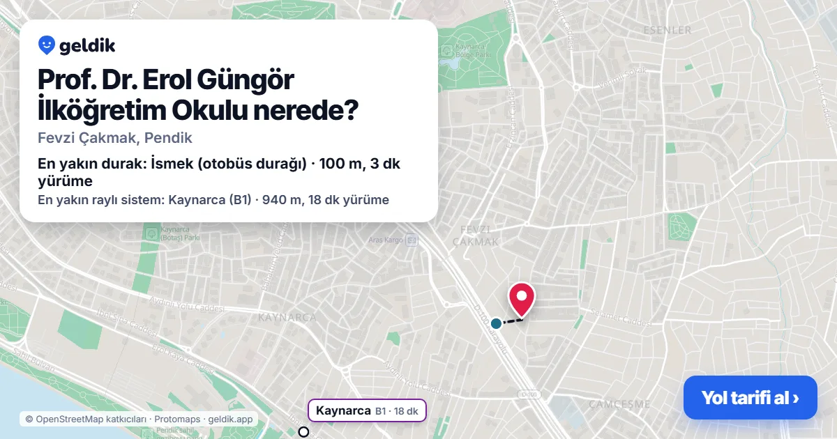 Where is Prof. Dr. Erol Güngör İlköğretim Okulu: map with its location and the nearest stops, with walking times