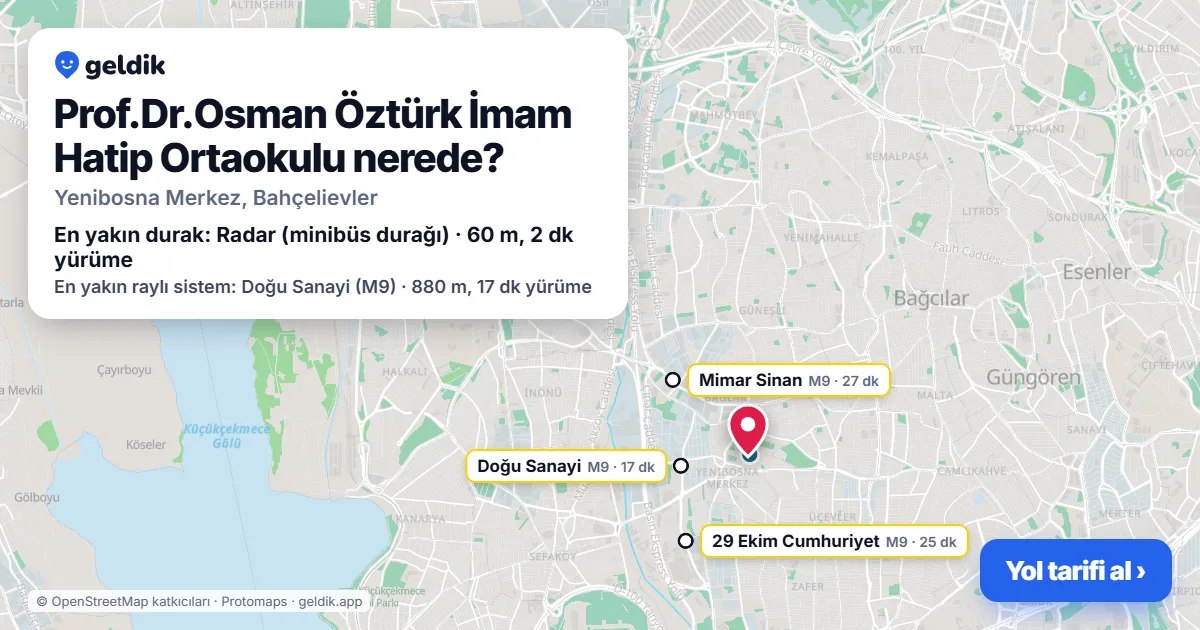 Where is Prof.Dr.Osman Öztürk İmam Hatip Ortaokulu: map with its location and the nearest stops, with walking times