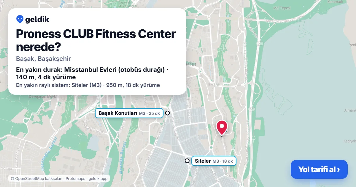 Proness CLUB Fitness Center nerede: haritada konumu ve en yakın duraklar, yürüme süreleriyle