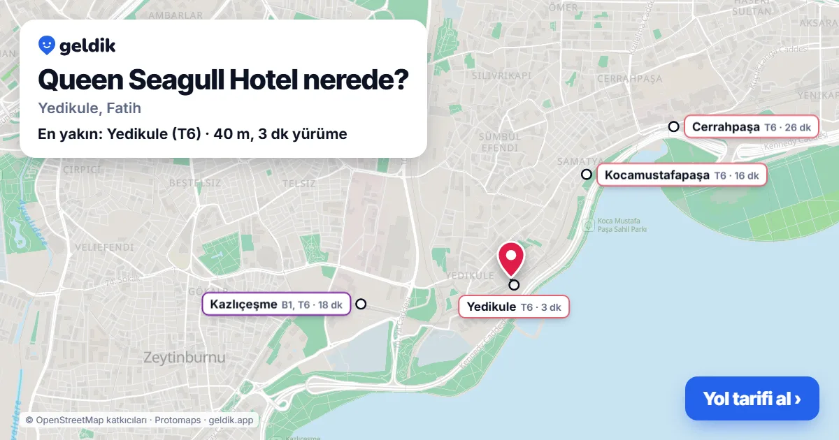Queen Seagull Hotel nerede: haritada konumu ve en yakın duraklar, yürüme süreleriyle