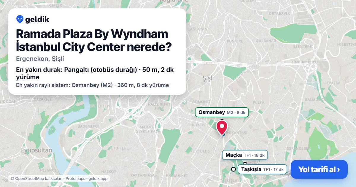 Ramada Plaza By Wyndham İstanbul City Center nerede: haritada konumu ve en yakın duraklar, yürüme süreleriyle