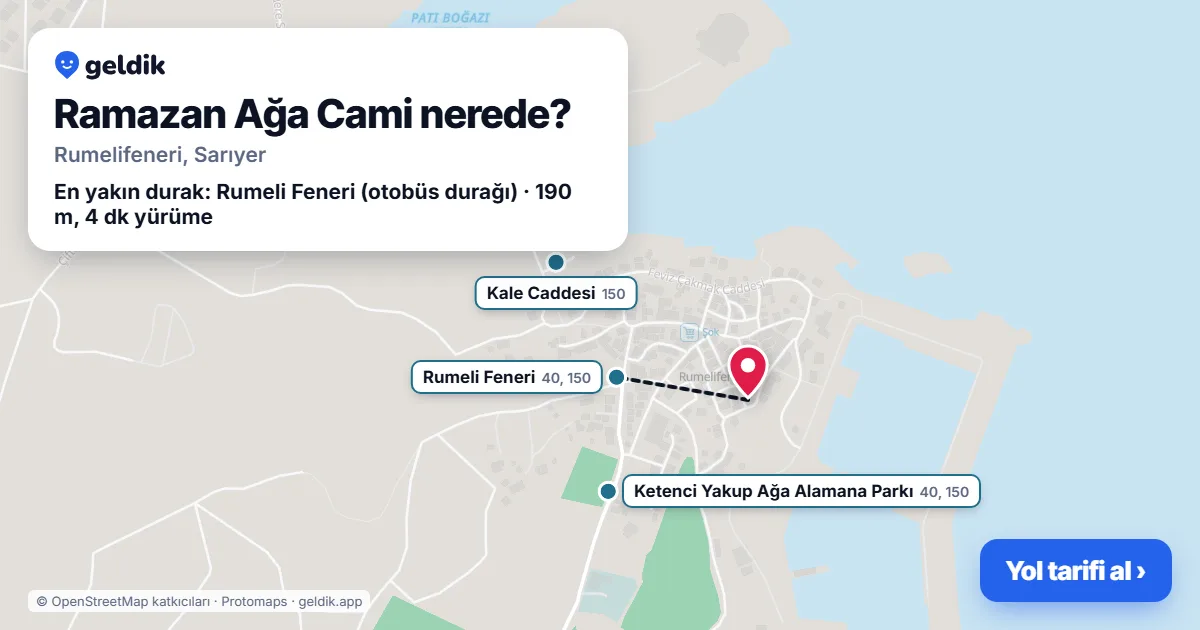 Ramazan Ağa Cami nerede: haritada konumu ve en yakın duraklar, yürüme süreleriyle