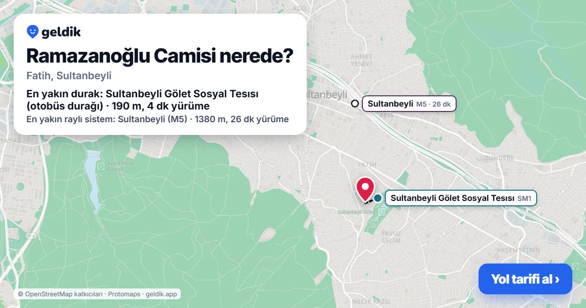 Where is Ramazanoğlu Camisi: map with its location and the nearest stops, with walking times