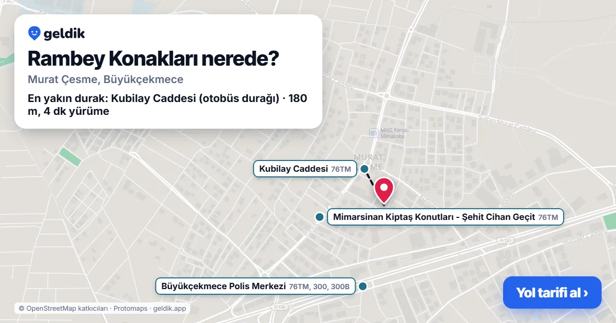 Rambey Konakları nerede: haritada konumu ve en yakın duraklar, yürüme süreleriyle