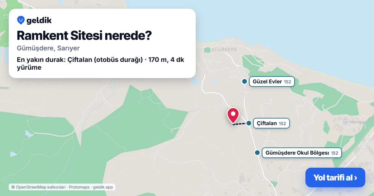Ramkent Sitesi nerede: haritada konumu ve en yakın duraklar, yürüme süreleriyle