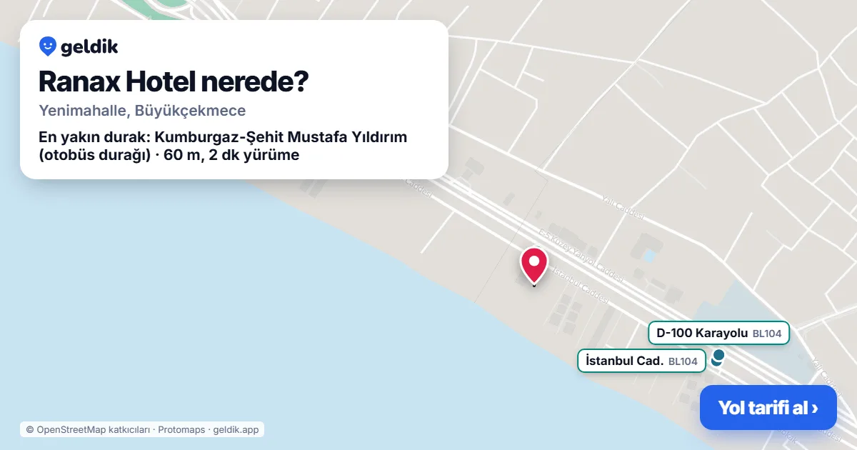 Ranax Hotel nerede: haritada konumu ve en yakın duraklar, yürüme süreleriyle