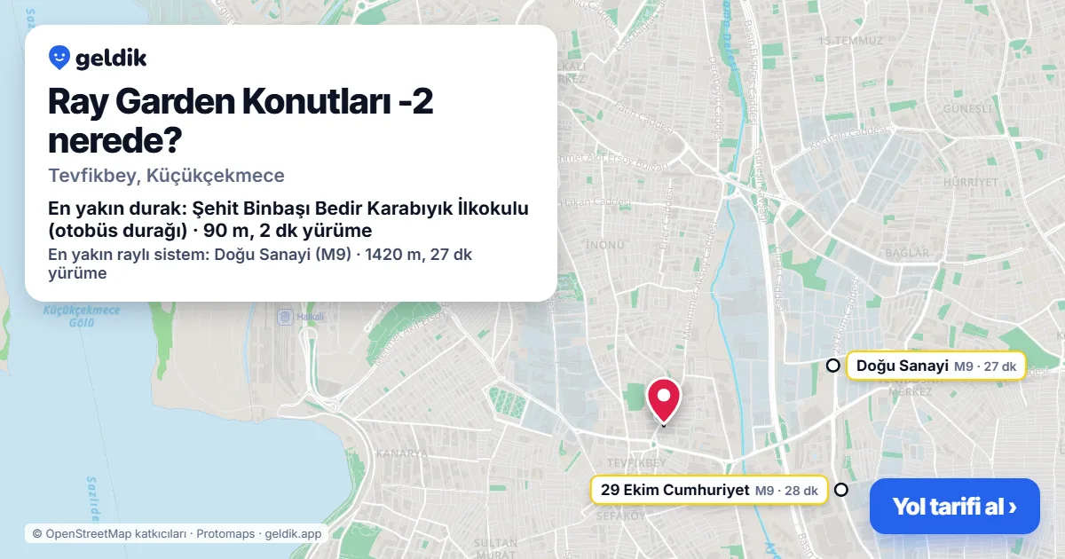 Ray Garden Konutları -2 nerede: haritada konumu ve en yakın duraklar, yürüme süreleriyle