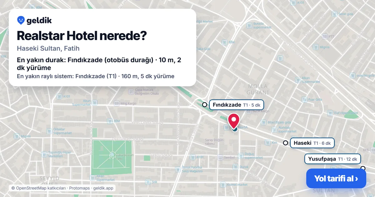 Where is Realstar Hotel: map with its location and the nearest stops, with walking times