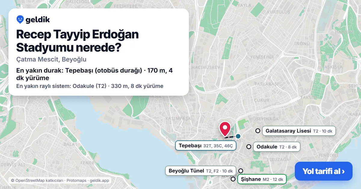 Recep Tayyip Erdoğan Stadyumu nerede: haritada konumu ve en yakın duraklar, yürüme süreleriyle