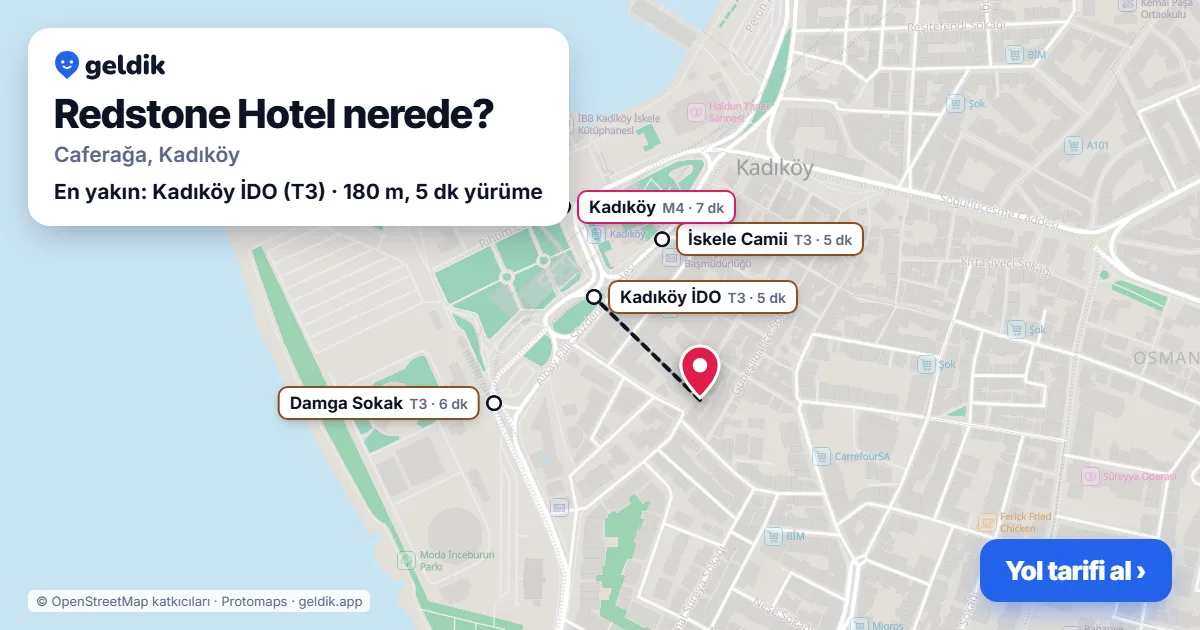 Redstone Hotel nerede: haritada konumu ve en yakın duraklar, yürüme süreleriyle