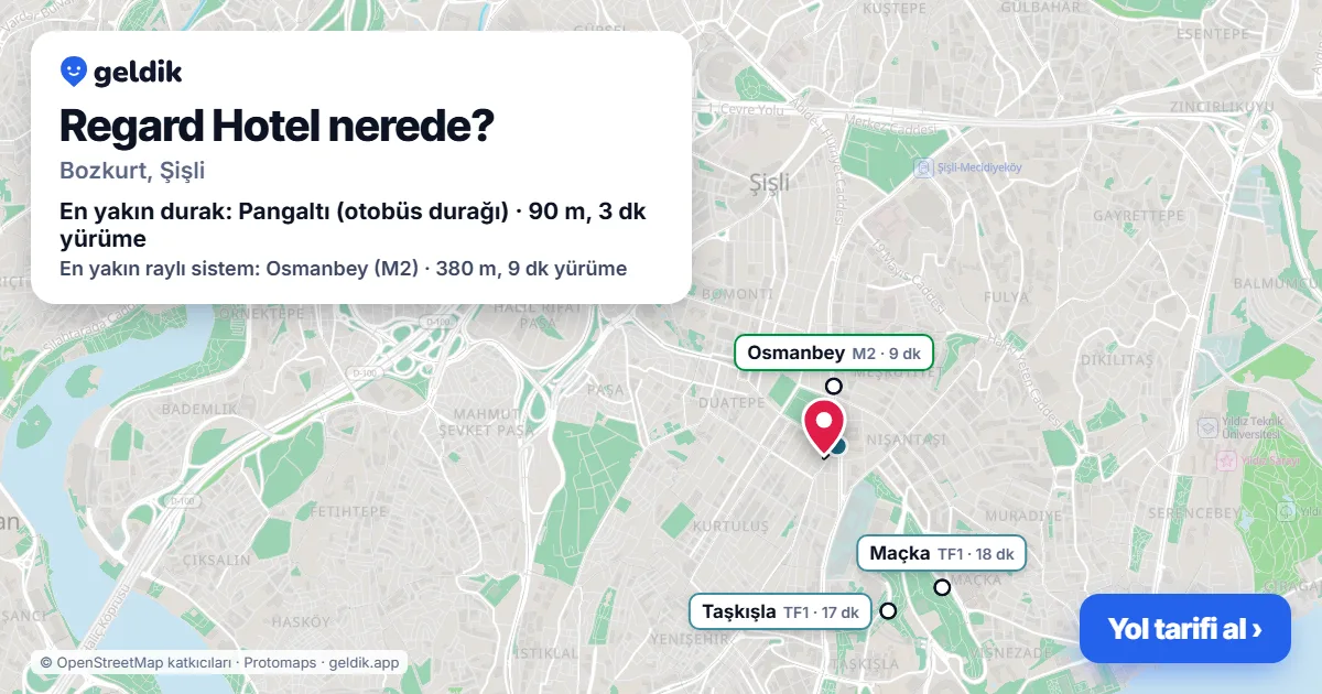 Regard Hotel nerede: haritada konumu ve en yakın duraklar, yürüme süreleriyle