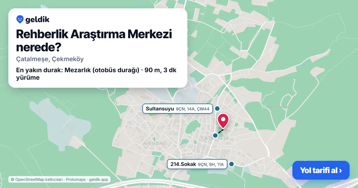 Where is Rehberlik Araştırma Merkezi: map with its location and the nearest stops, with walking times