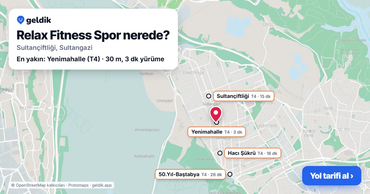 Relax Fitness Spor nerede: haritada konumu ve en yakın duraklar, yürüme süreleriyle