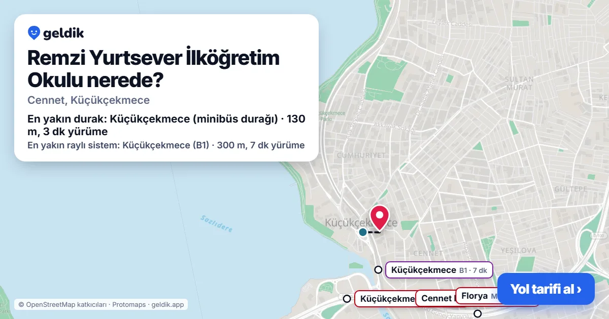 Where is Remzi Yurtsever İlköğretim Okulu: map with its location and the nearest stops, with walking times