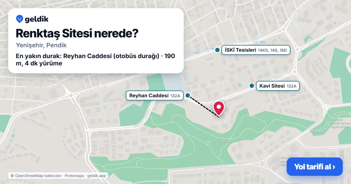 Renktaş Sitesi nerede: haritada konumu ve en yakın duraklar, yürüme süreleriyle