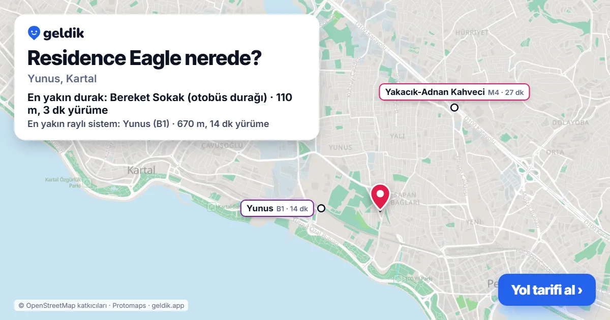 Residence Eagle nerede: haritada konumu ve en yakın duraklar, yürüme süreleriyle