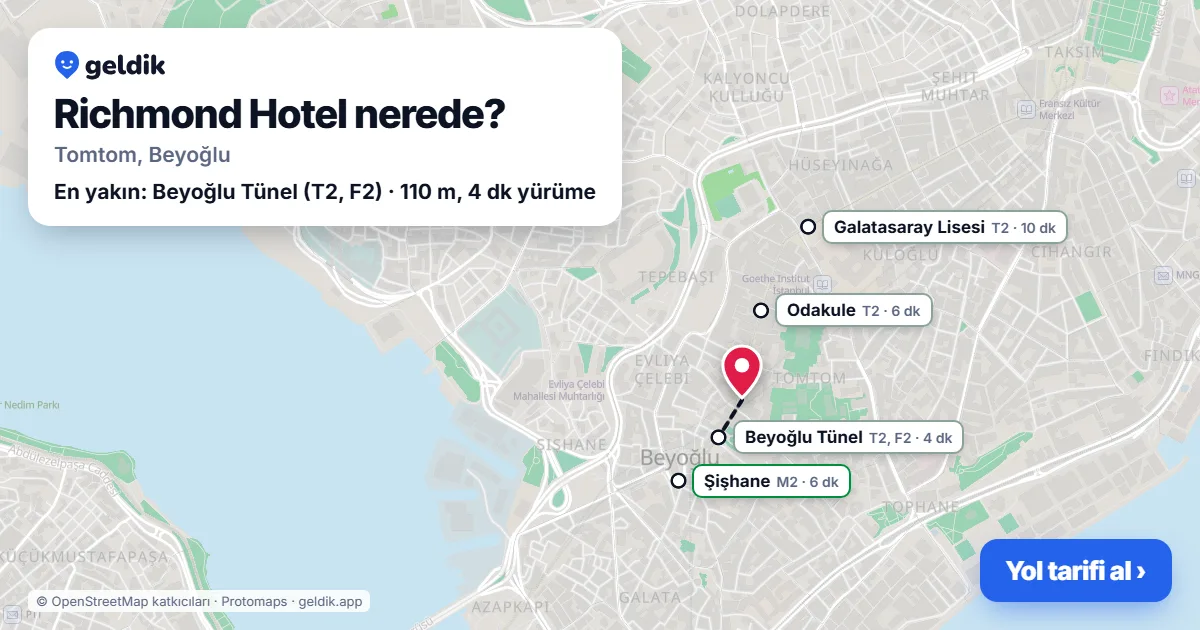 Where is Richmond Hotel: map with its location and the nearest stops, with walking times