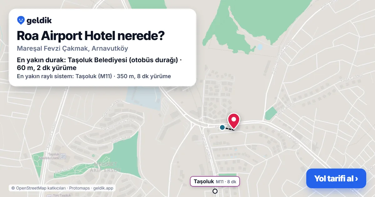 Roa Airport Hotel nerede: haritada konumu ve en yakın duraklar, yürüme süreleriyle