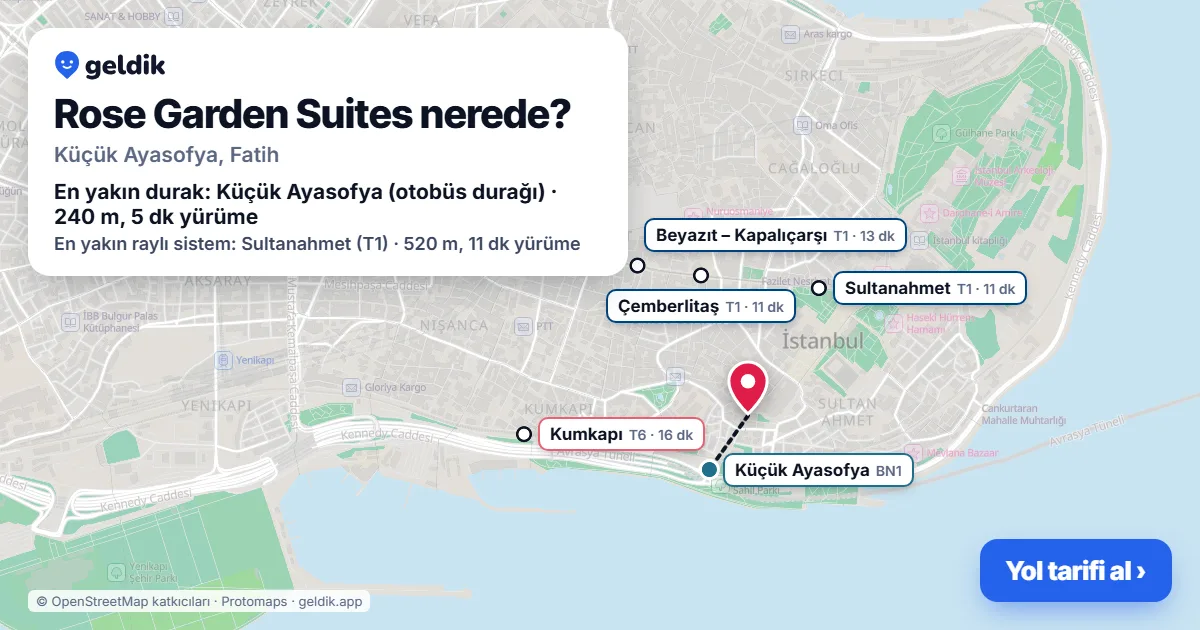 Rose Garden Suites nerede: haritada konumu ve en yakın duraklar, yürüme süreleriyle