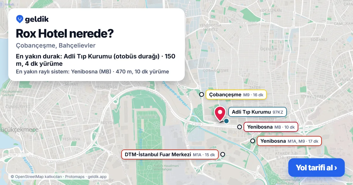 Rox Hotel nerede: haritada konumu ve en yakın duraklar, yürüme süreleriyle