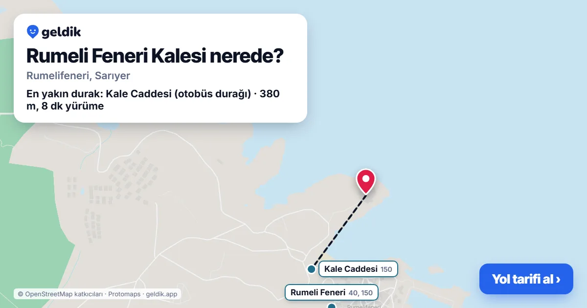 Where is Rumeli Feneri Kalesi: map with its location and the nearest stops, with walking times