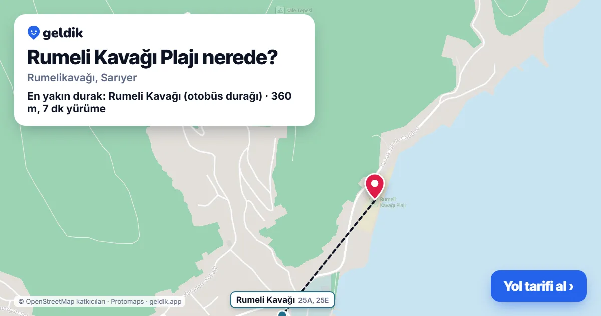 Rumeli Kavağı Plajı nerede: haritada konumu ve en yakın duraklar, yürüme süreleriyle
