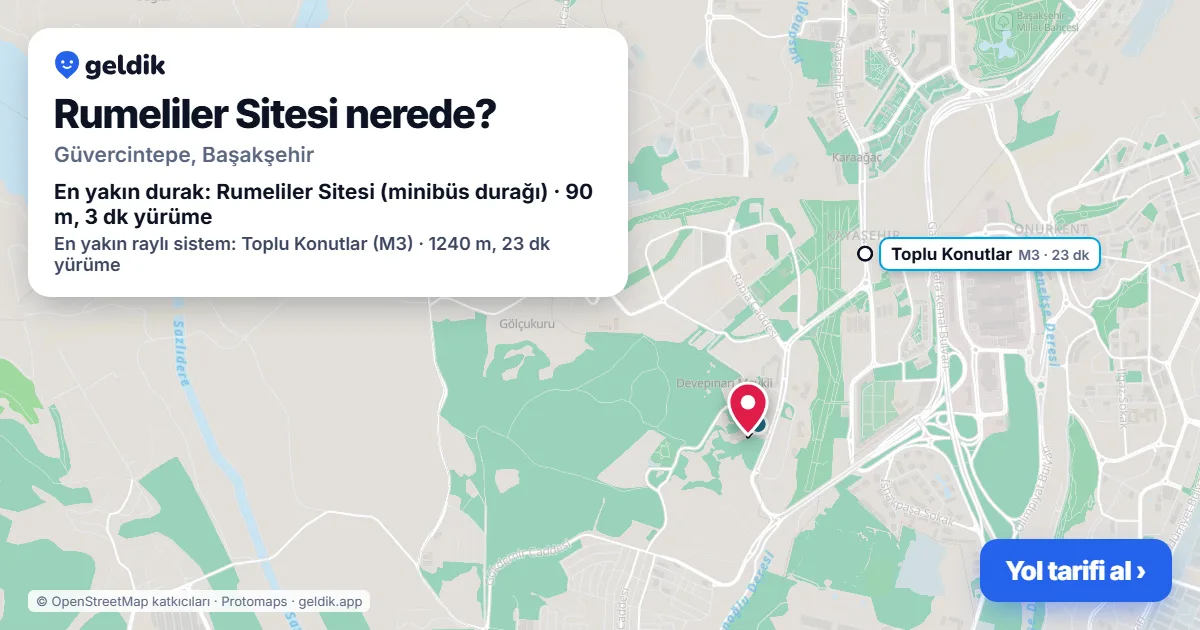 Where is Rumeliler Sitesi: map with its location and the nearest stops, with walking times