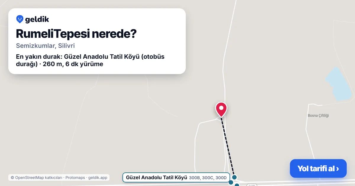 RumeliTepesi nerede: haritada konumu ve en yakın duraklar, yürüme süreleriyle