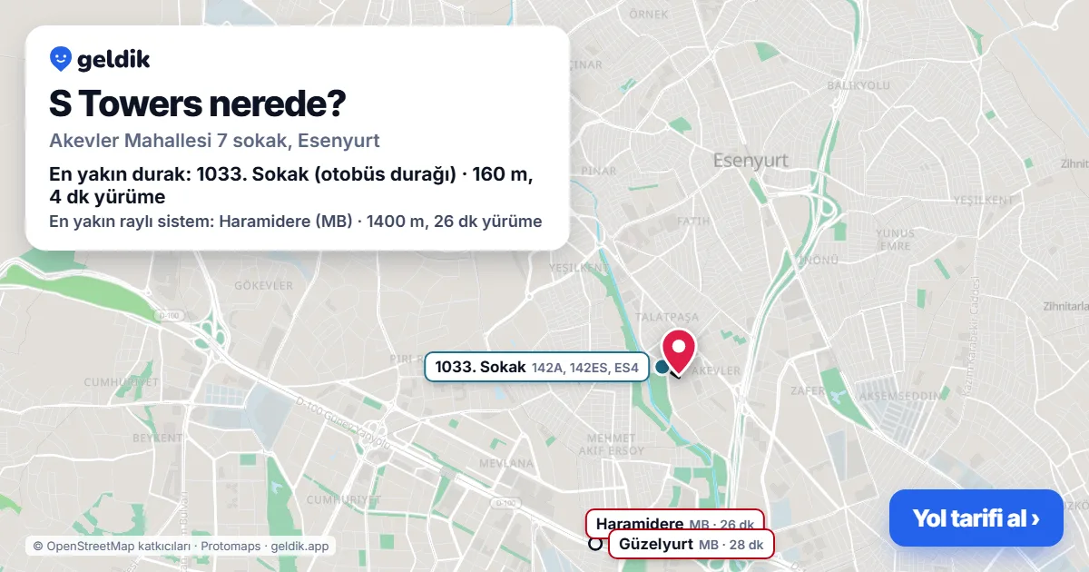 Where is S Towers: map with its location and the nearest stops, with walking times
