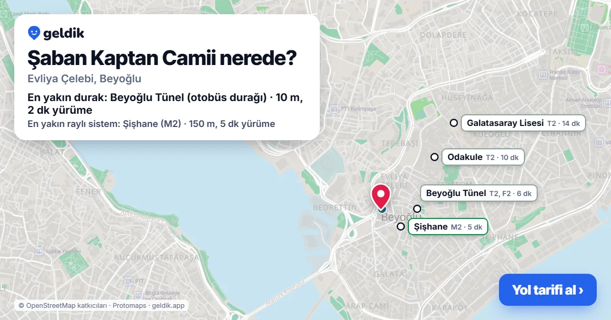 Şaban Kaptan Camii nerede: haritada konumu ve en yakın duraklar, yürüme süreleriyle