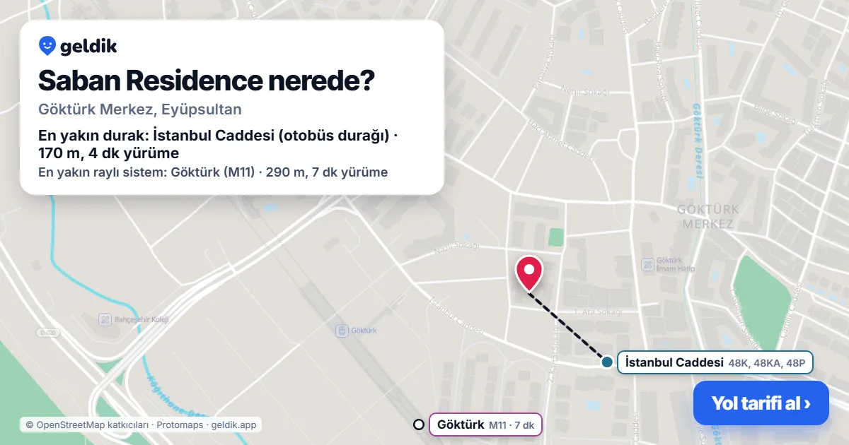 Where is Saban Residence: map with its location and the nearest stops, with walking times