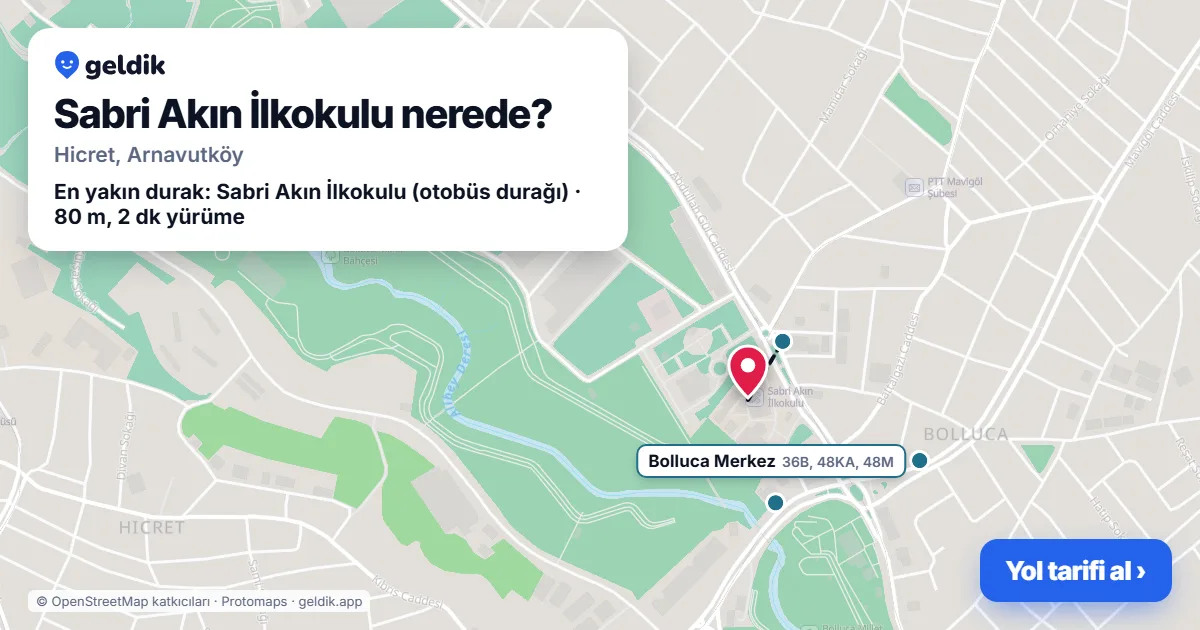 Where is Sabri Akın İlkokulu: map with its location and the nearest stops, with walking times