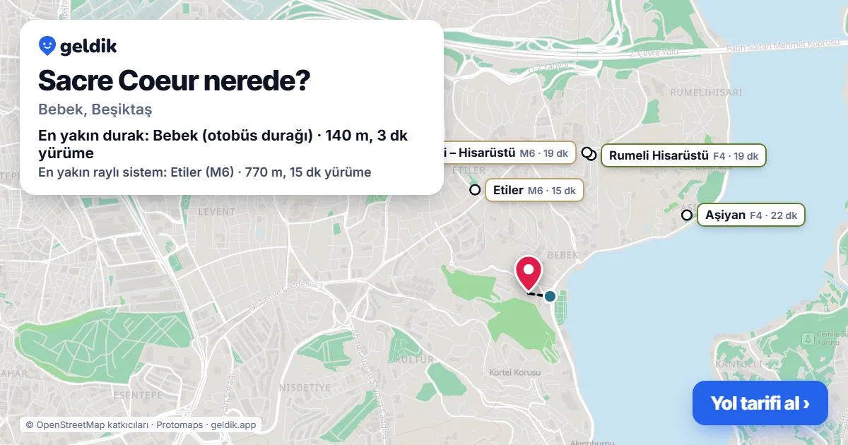 Where is Sacre Coeur: map with its location and the nearest stops, with walking times