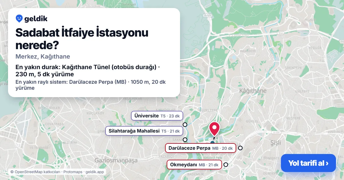 Sadabat İtfaiye İstasyonu nerede: haritada konumu ve en yakın duraklar, yürüme süreleriyle