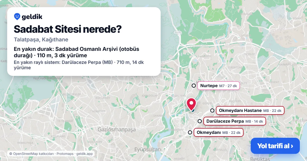 Sadabat Sitesi nerede: haritada konumu ve en yakın duraklar, yürüme süreleriyle
