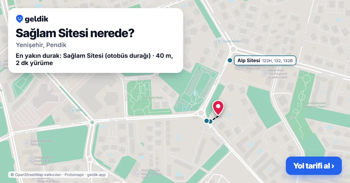 Where is Sağlam Sitesi: map with its location and the nearest stops, with walking times