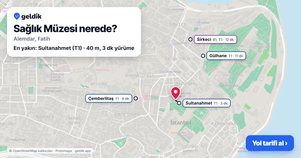 Where is Health Museum: map with its location and the nearest stops, with walking times