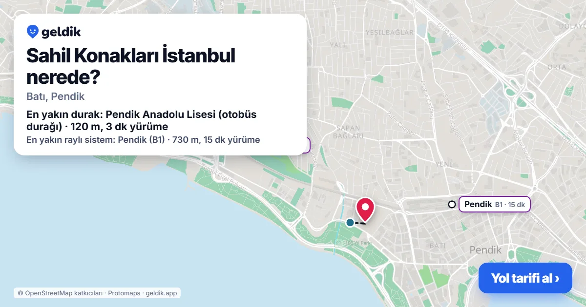 Sahil Konakları İstanbul nerede: haritada konumu ve en yakın duraklar, yürüme süreleriyle