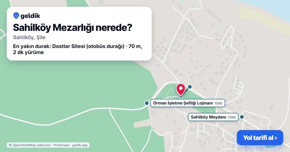 Where is Sahilköy Mezarlığı: map with its location and the nearest stops, with walking times