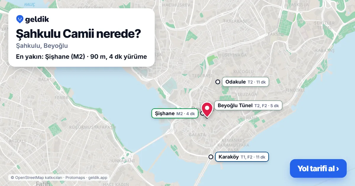 Şahkulu Camii nerede: haritada konumu ve en yakın duraklar, yürüme süreleriyle