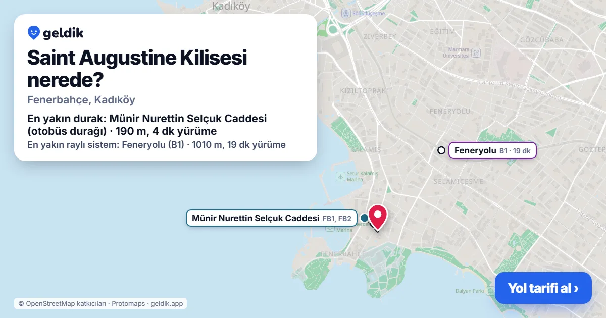 Where is Saint Augustine Kilisesi: map with its location and the nearest stops, with walking times