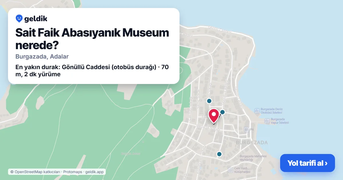 Where is Sait Faik Abasıyanık Museum: map with its location and the nearest stops, with walking times